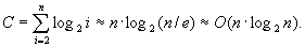 C = n log2(n/e) = O(n log2(n))